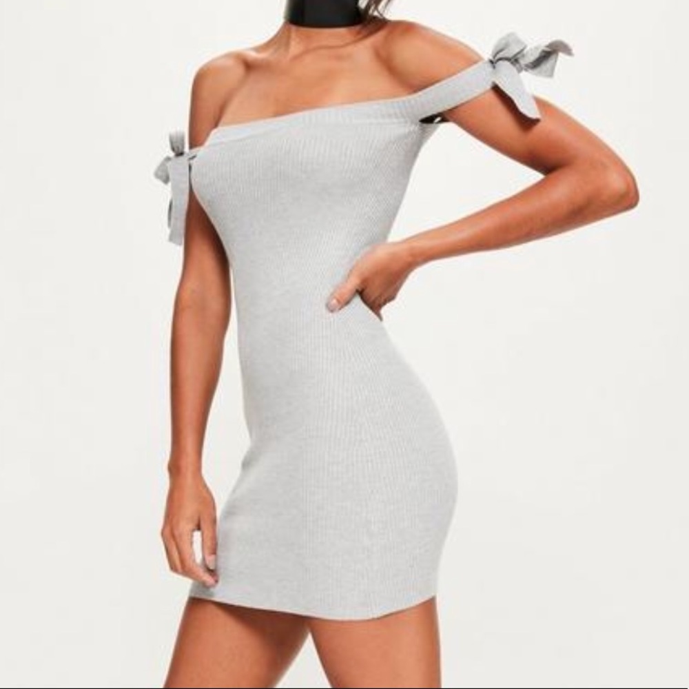UK MissGuided Grey Tie Minidress